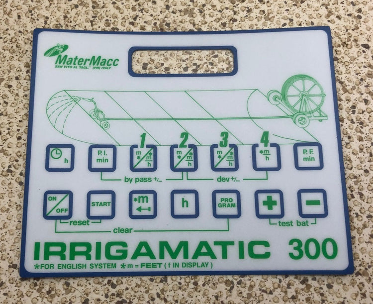 Irrigamatic 300 computer face plate template